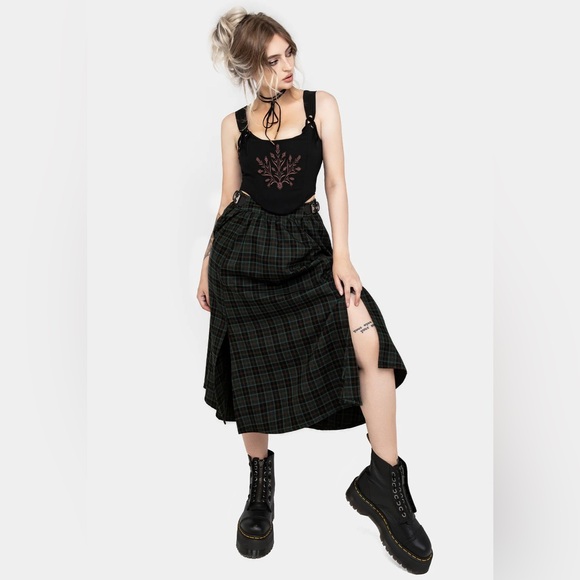 Disturbia Nightingale Buckled Check Midi Skirt - Picture 5 of 15